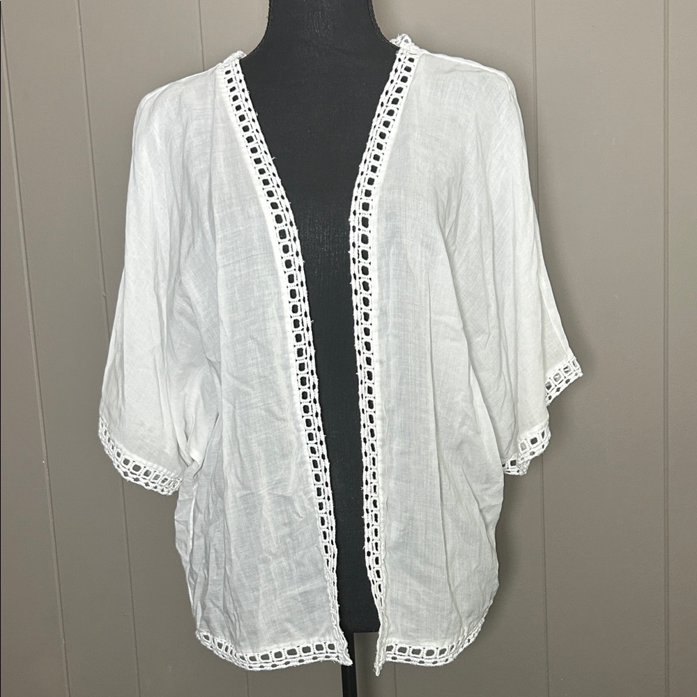American Eagle Outfitters White Open-Front Top Swimsuit Cover Up Women's Size M